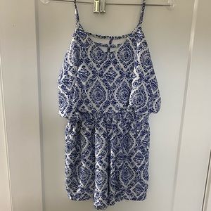 Blue and white romper